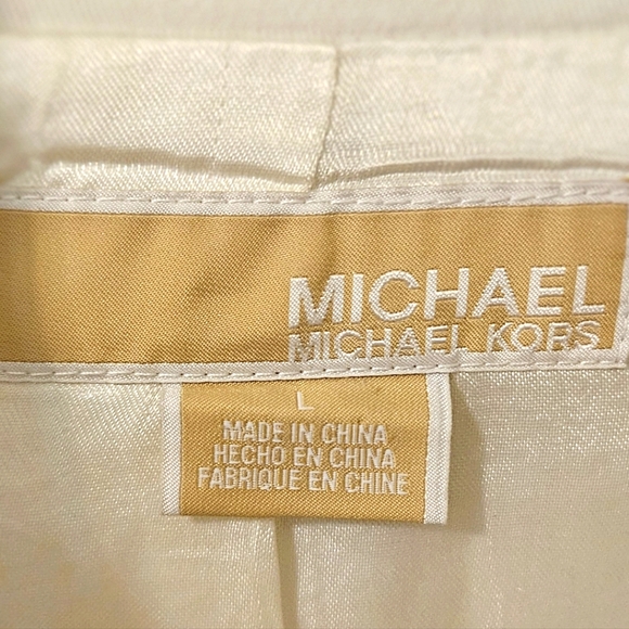 Michael Kors Womens Cropped Cotton Stretch Denim Jacket Turn Clasps White L - Picture 5 of 12